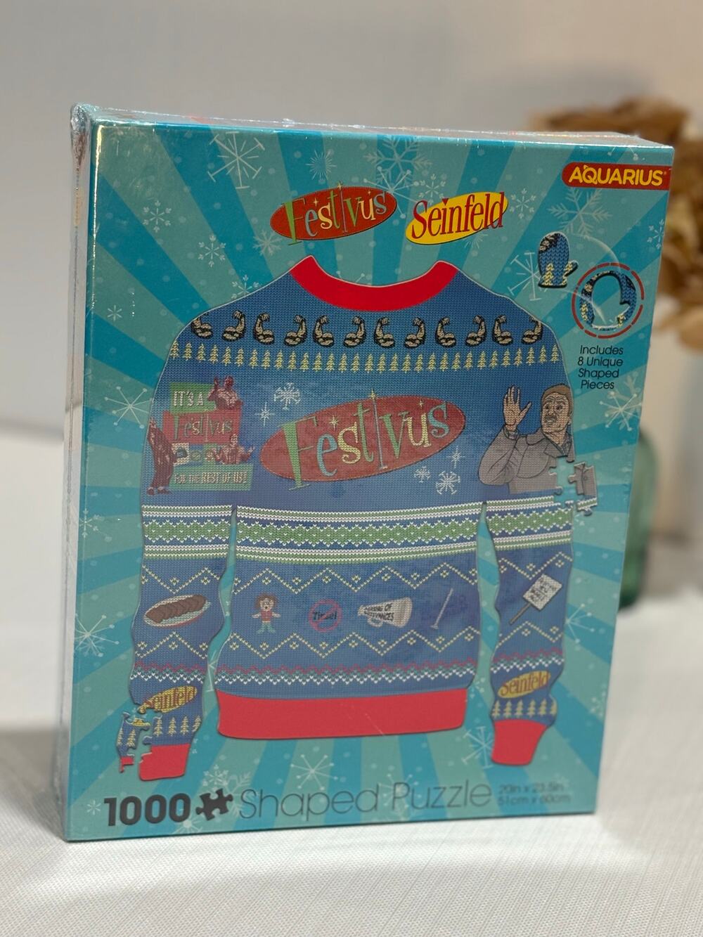 Seinfeld Festivus ugly sweater shaped jigsaw puzzle 1000 piece NEW Aquarius